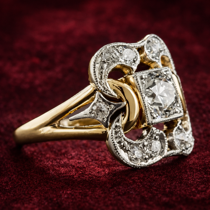 Vintage Gold Ring with Diamonds