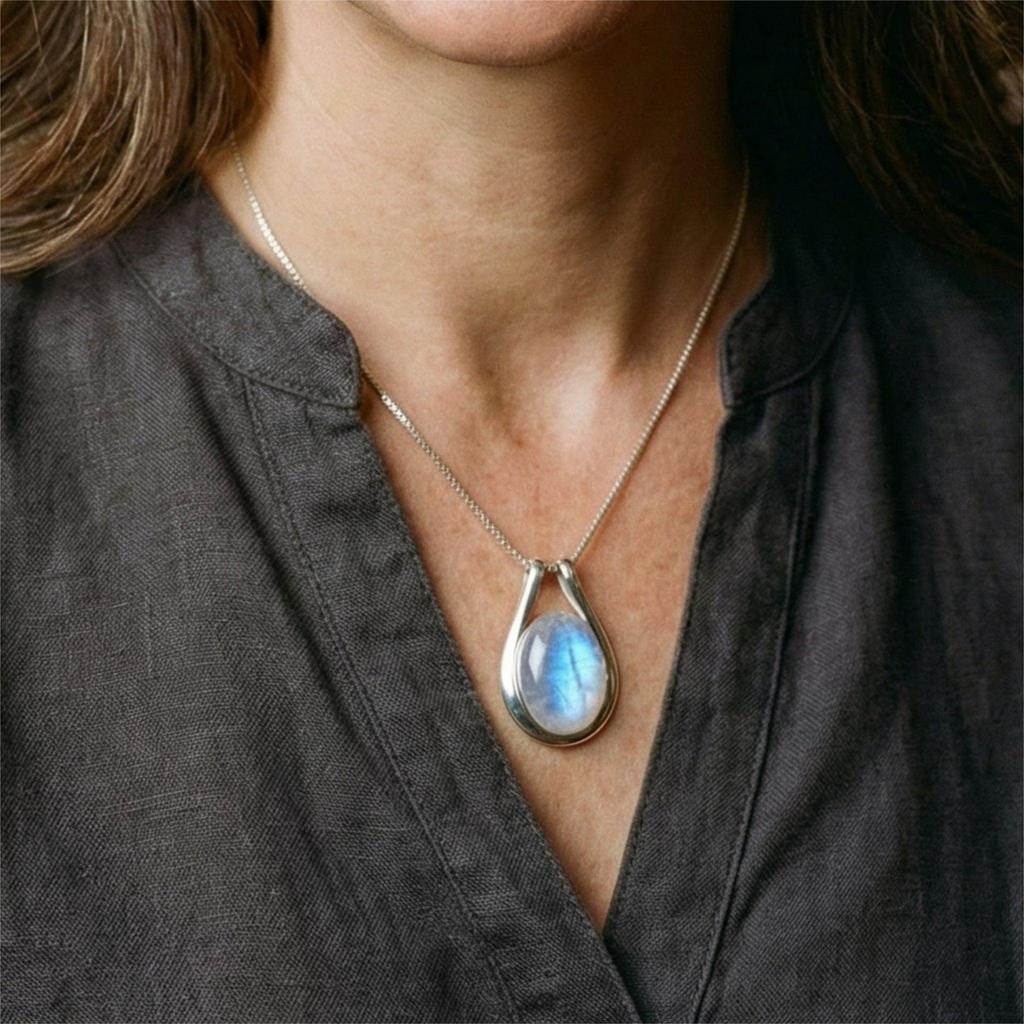 Vintage Necklace made of White Opal