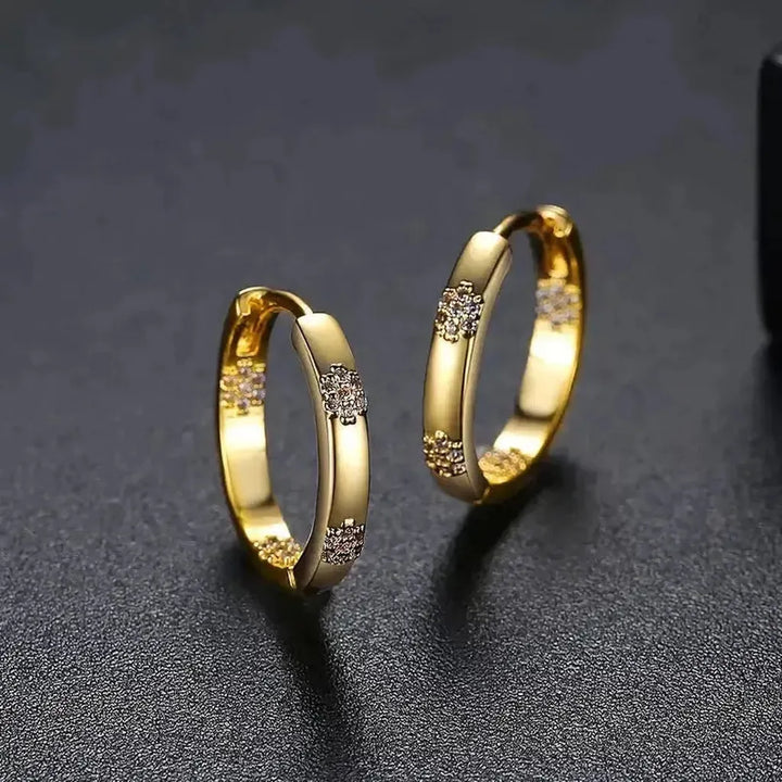 Vintage Earrings Wheel with Gold Flower