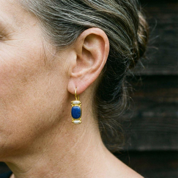 Vintage Earrings in Blue and Gold