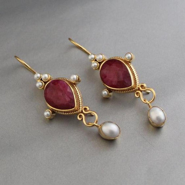 Vintage Earrings with Ruby and Daisy