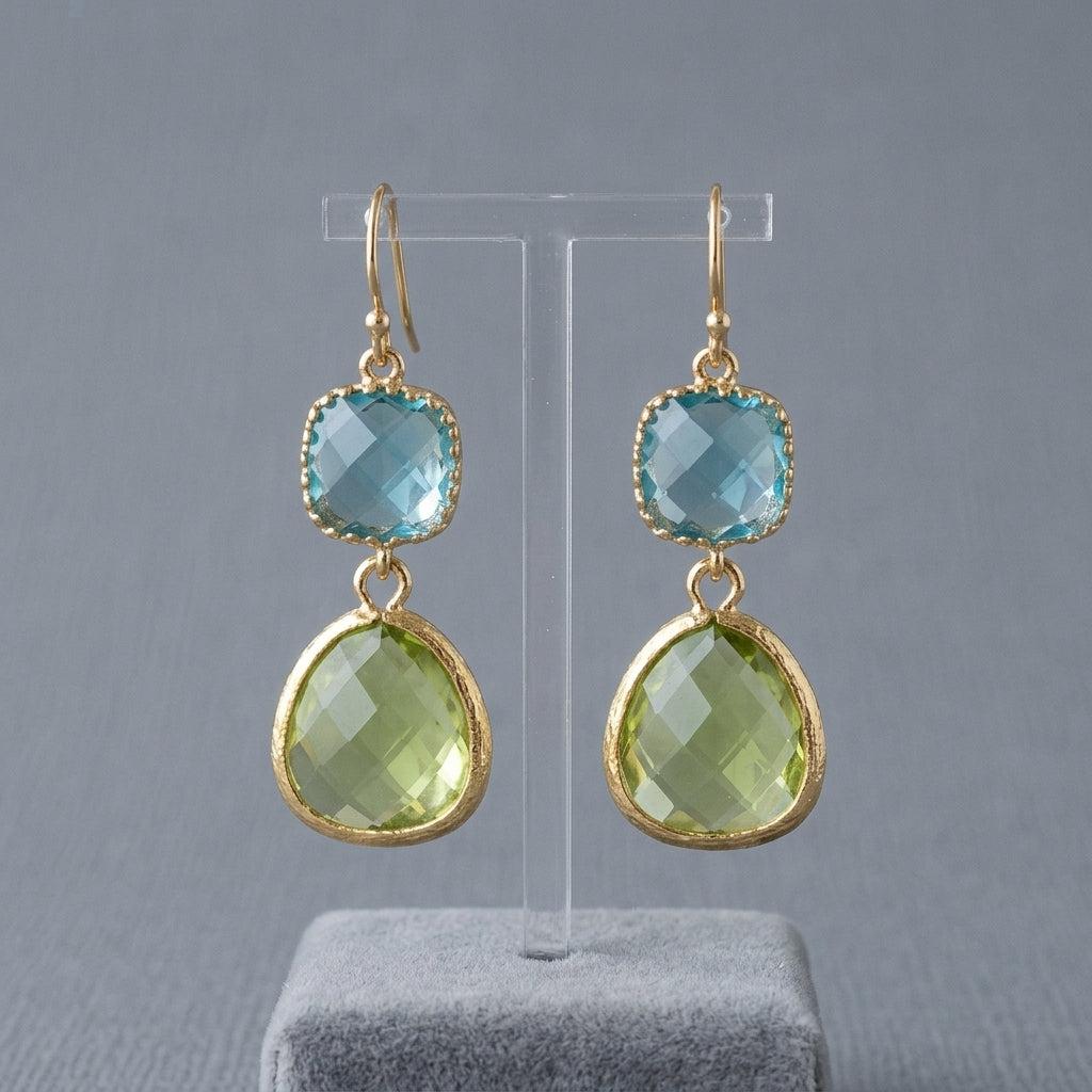 Vintage Earrings with Turquoise and Moonstone