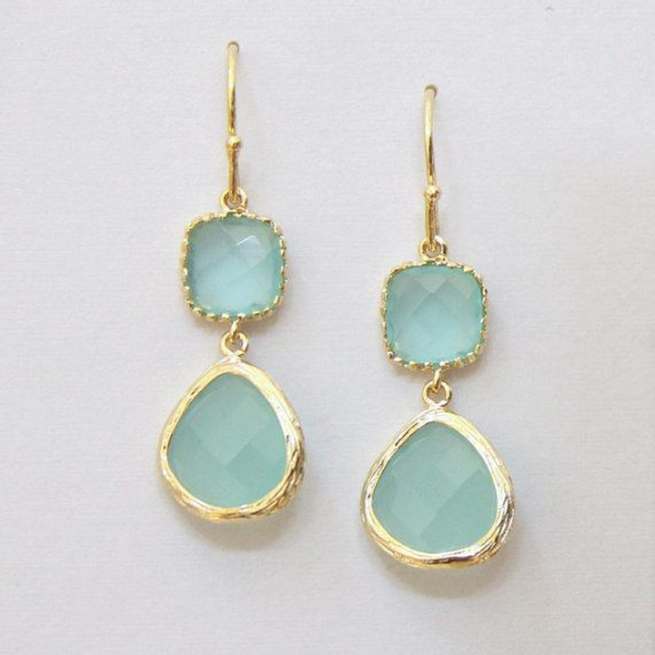 Vintage Earrings with Turquoise and Moonstone