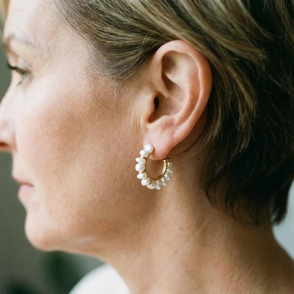 Vintage Earrings with White Pearl