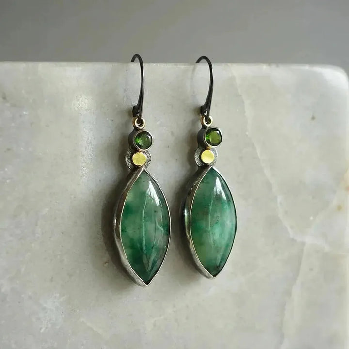 Vintage Earrings with Green Stone