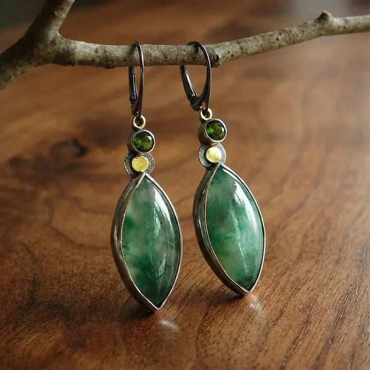 Vintage Earrings with Green Stone