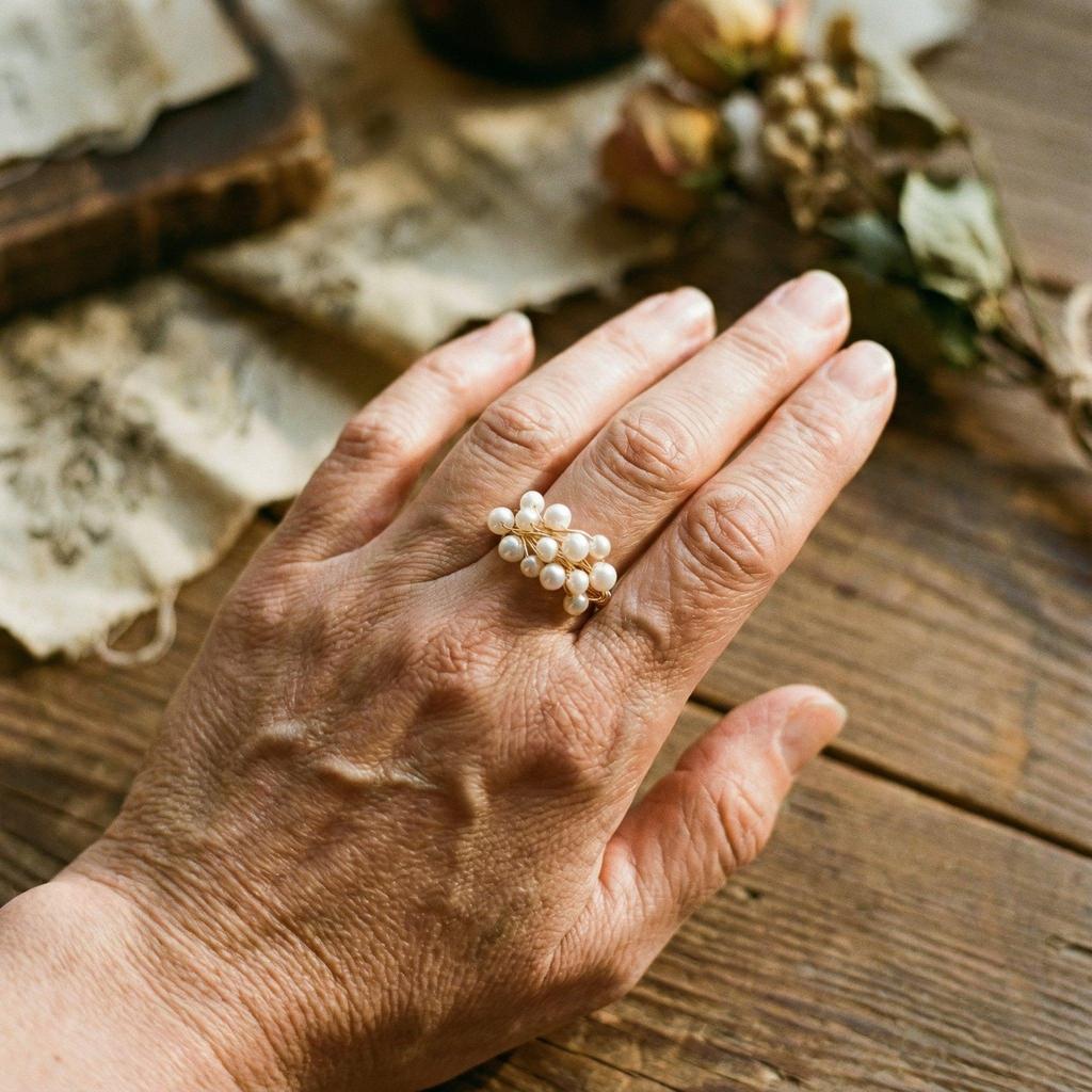Vintage Ring with Radiant Pearls