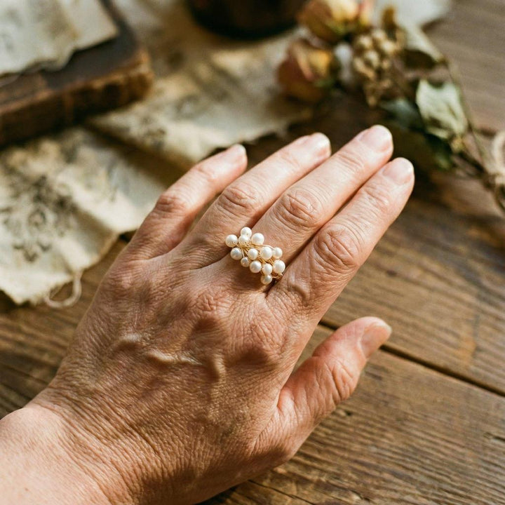 Vintage Ring with Radiant Pearls
