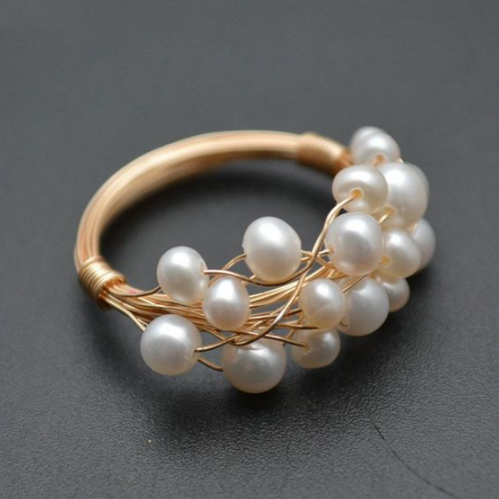 Vintage Ring with Radiant Pearls