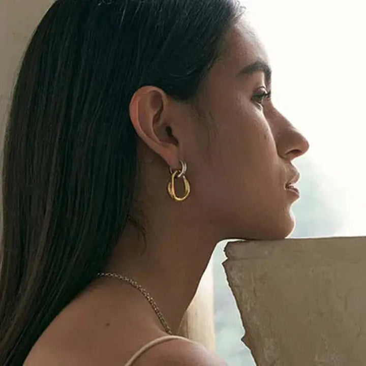 Vintage Two-tone Metal Earrings
