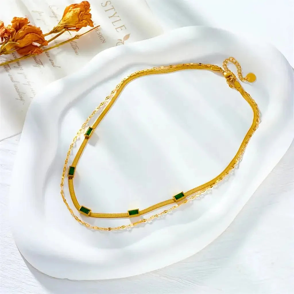 Two-Layer Retro Gold Necklace "Sorella Gem"