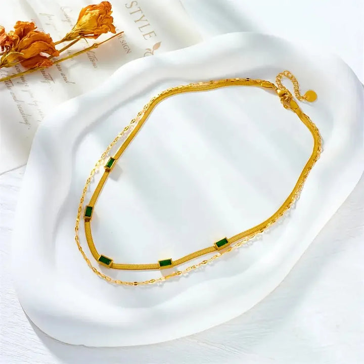 Two-Layer Retro Gold Necklace "Sorella Gem"