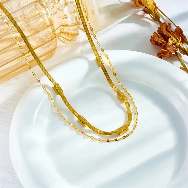Two-Layer Retro Gold Necklace "Sorella Gem"