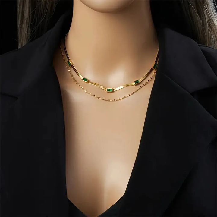Two-Layer Retro Gold Necklace "Sorella Gem"