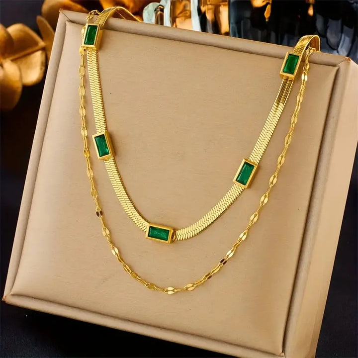Two-Layer Retro Gold Necklace "Sorella Gem"