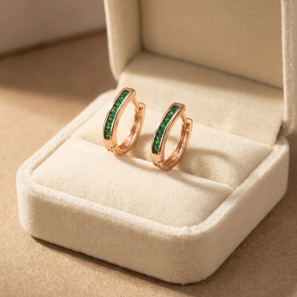Emerald and Diamond Earrings in Gold