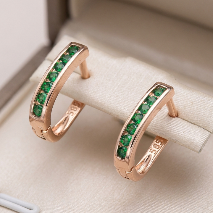 Emerald and Diamond Earrings in Gold