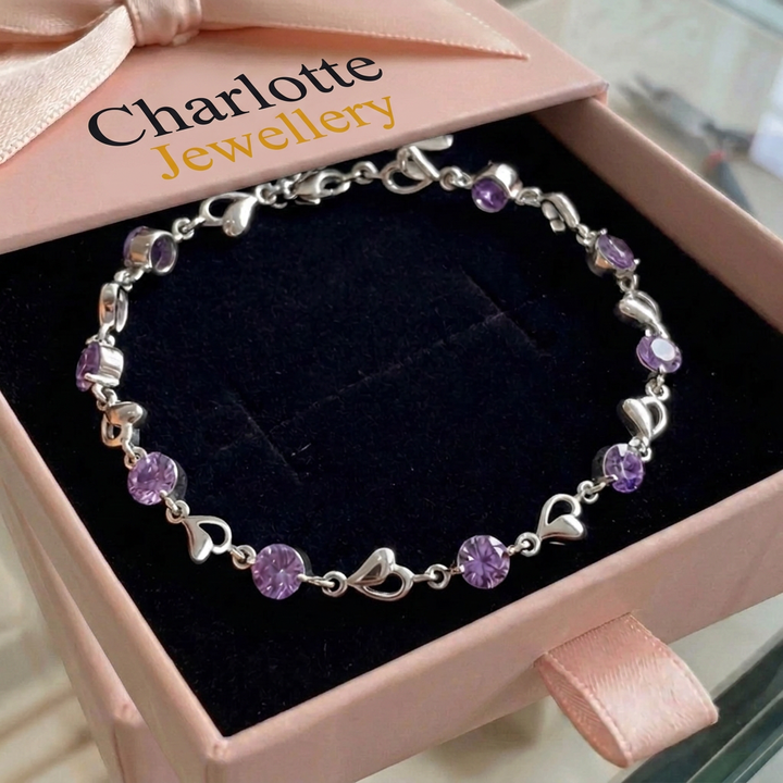 Violet Heart Necklace | White Gold