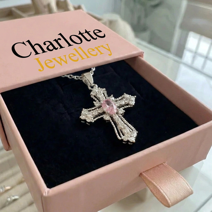 Heavenly Pink Cross Necklace