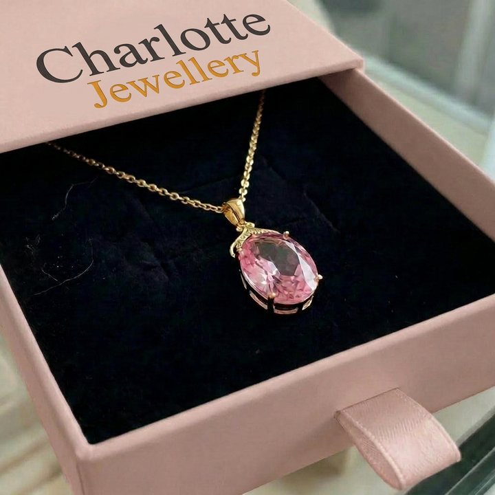 Rose Sapphire Imperial Oval Necklace | Gold