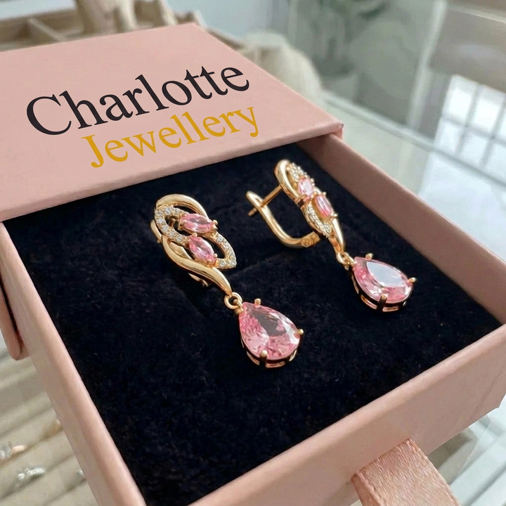 Rose Sapphire Gloss Drop Earrings | White Gold