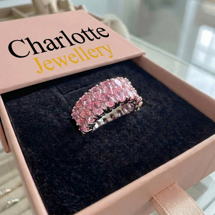 Blush Cascade Eternity Ring | White Gold