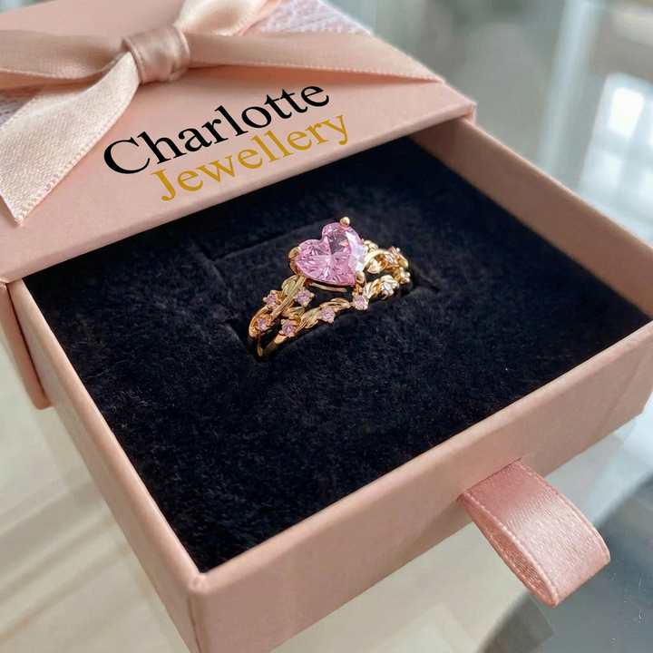 Petal Heart Ring Set | White Gold
