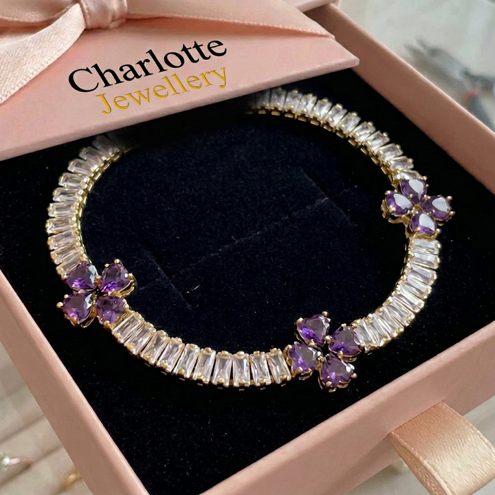 Amethyst and Clover Bracelet | Gold