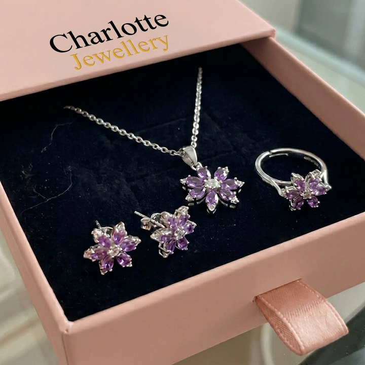 Amethyst Jewellery Set | White Gold
