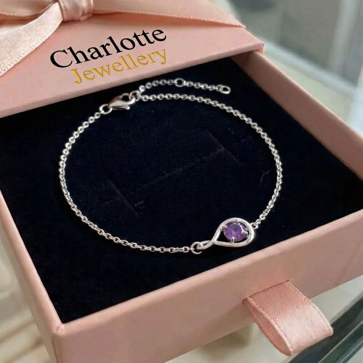 Amethyst Infinity Bracelet | White Gold