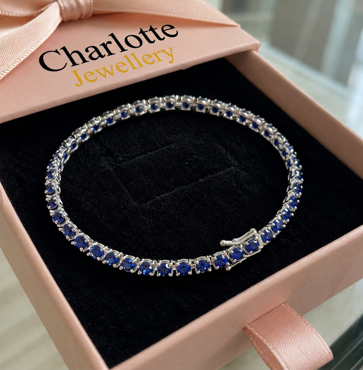 Sapphire Tennis Bracelet | White Gold