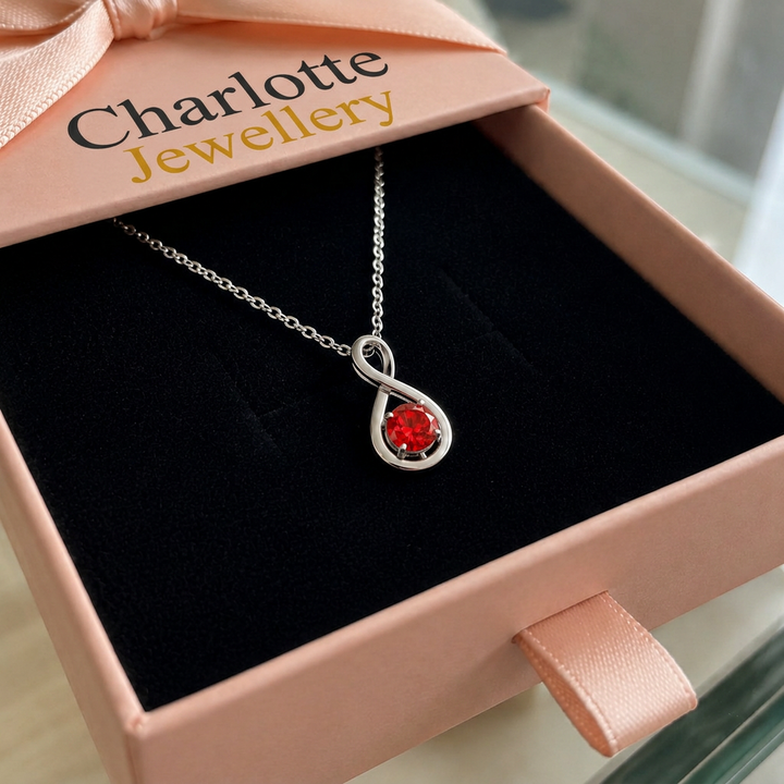 Rubin Infinity Pendant Necklace | White Gold