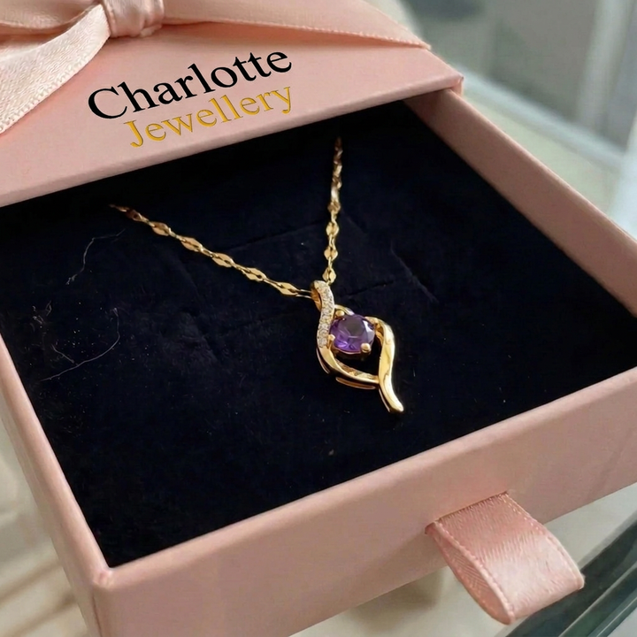 Vespera Amethyst Swirl Necklace | Gold