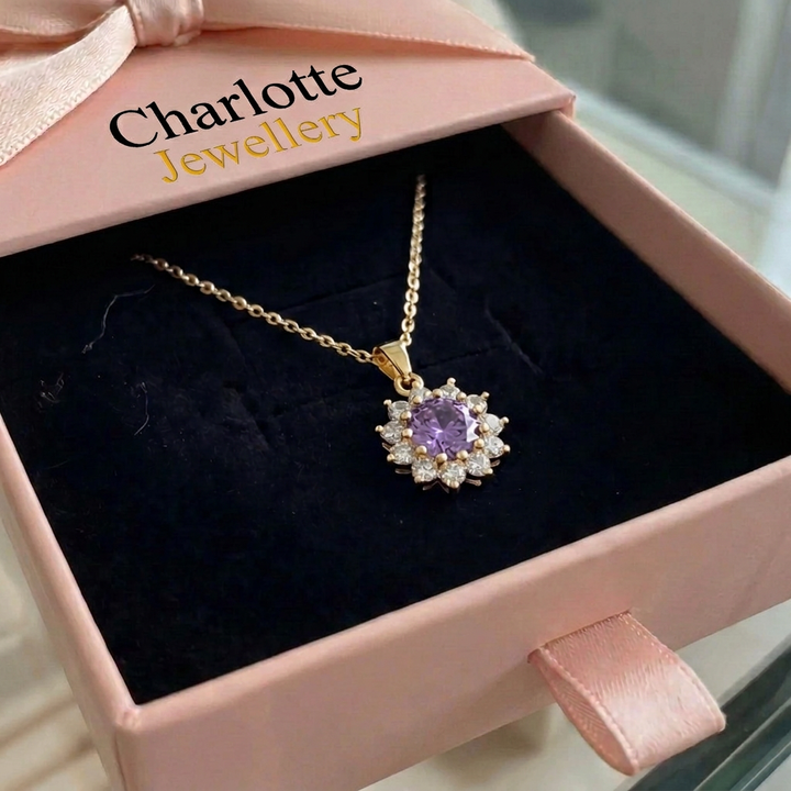 Amethyst Sunflower Necklace | Gold