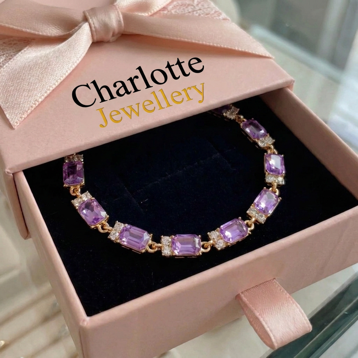 Valleria Amethyst Charm Bracelet | Gold