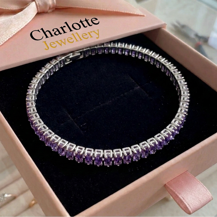 Amethyst Vertéa Tennis Bracelet | White Gold