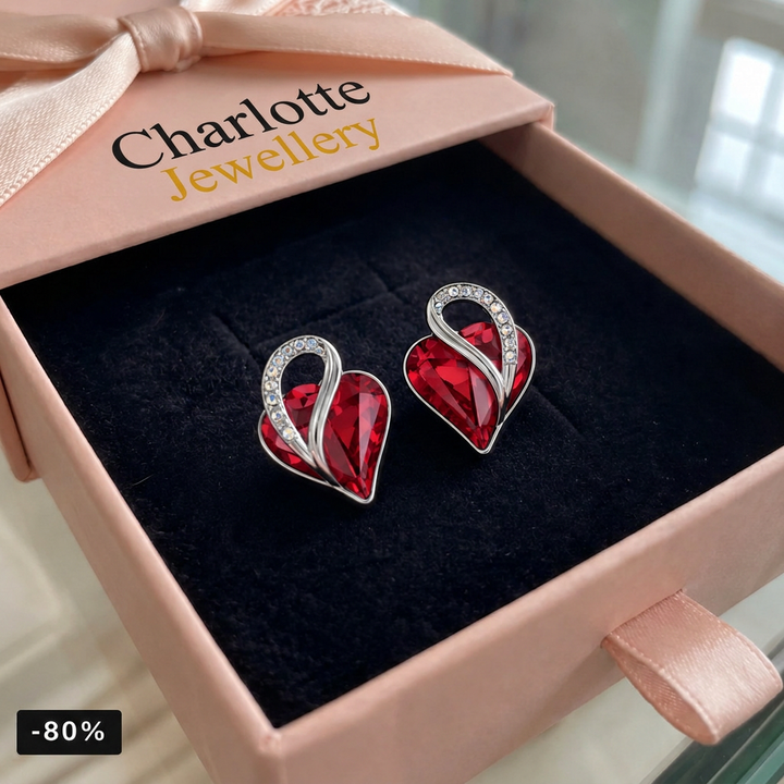 Infinity Heart Ruby Stud Earrings | White Gold