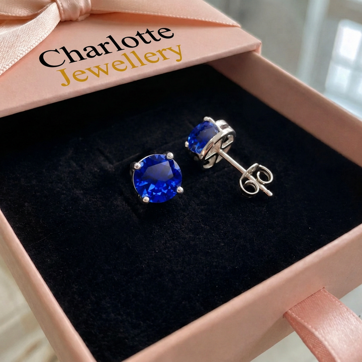 Classic Sapphire Stud Earrings | White Gold
